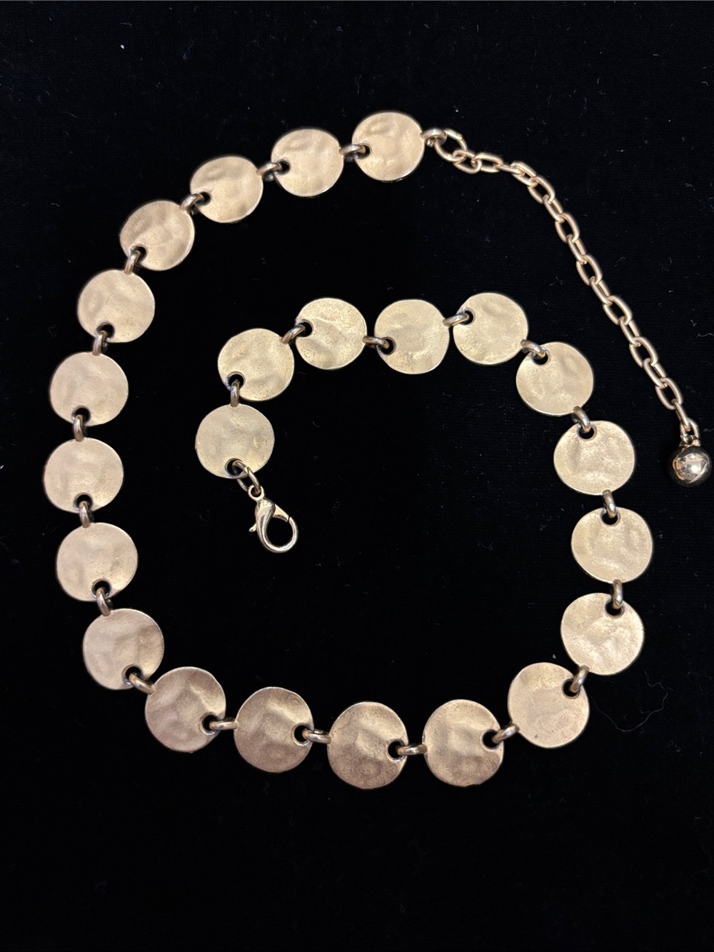 Brushed Matte Gold Disc Link Necklace